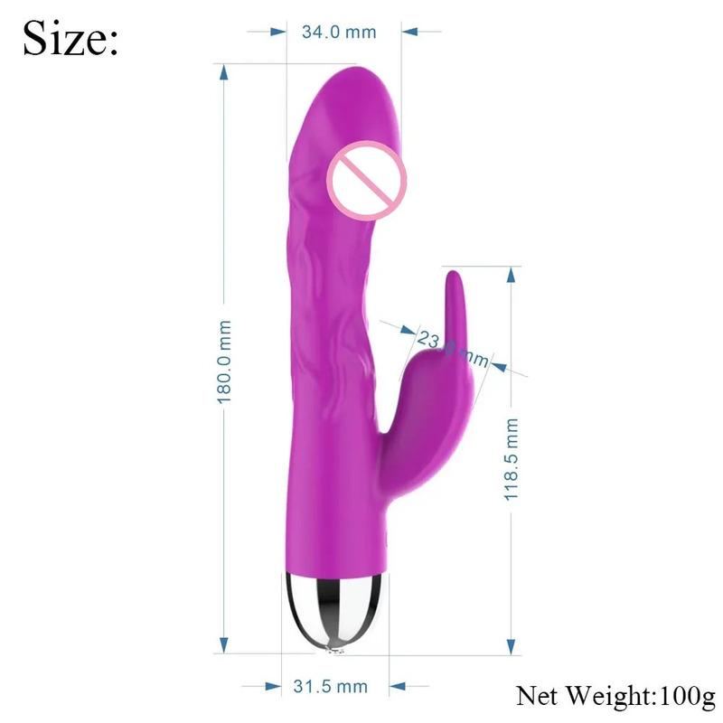 Silicone Rabbit Vibrator for Women 10 Modes Battery Powered G-Spot Clit Stimulator Thrusting Dual Motor Waterproof Sex Toy