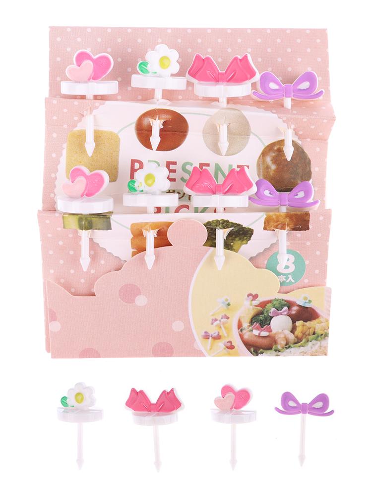 8 Pcs Kids Fruit Picks Needle Stick Toothpicks Mini Creative Fruit Cake Dessert Food Forks Lunch Box Decor Bento Accessories