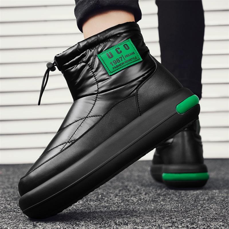 Módní nepromokavé pánské sněhule vysoké ke kotníku zimní boty platforma teplé plyšové pánské bavlněné boty venkovní protiskluzové sněhule pánské