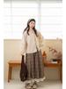 Forest Girl Lace Collar Puff Sleeve Cotton-Linen Cardigan