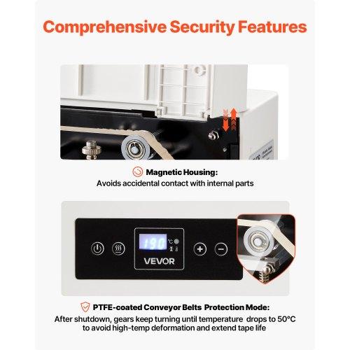 VEVOR Continuous Sealing Machine, 8-12 mm Seal Width, Automatic Continuous Band Sealer with Digital Temperature Control, Automatic Shutdown