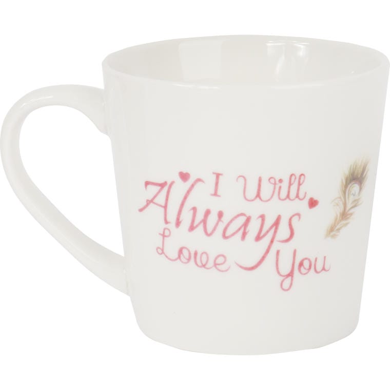 Ceramic mug and spoon gift set with standing flamingos