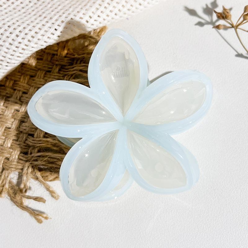 Colorful Contrasting Frangipani Hairpins Flower GrabbersSweet Back of The Head Updo Shark Hairpins