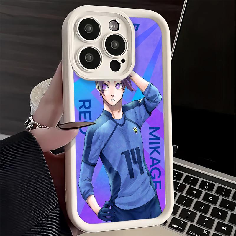 Phone Case for iPhone 17 Air 16E 15 16 Pro Max Anime Blue L-Lock Desgin Cover 14 Plus 13 12 Mini Soft Shell Silicone Fundas