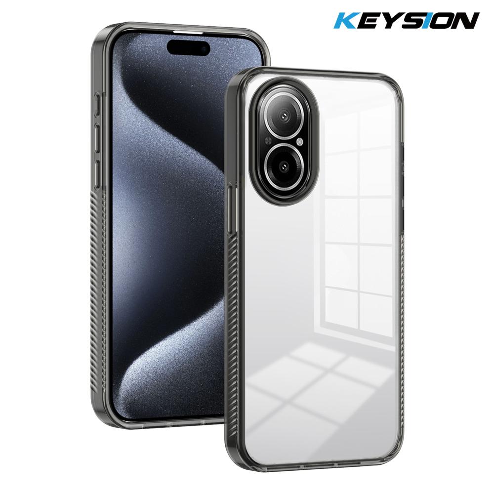 KEYSION Transparente Hülle für Realme C67 4G Weiches TPU+PC Rutschfest HD Klar Stoßfest Handy Rückseite für OPPO Realme C67