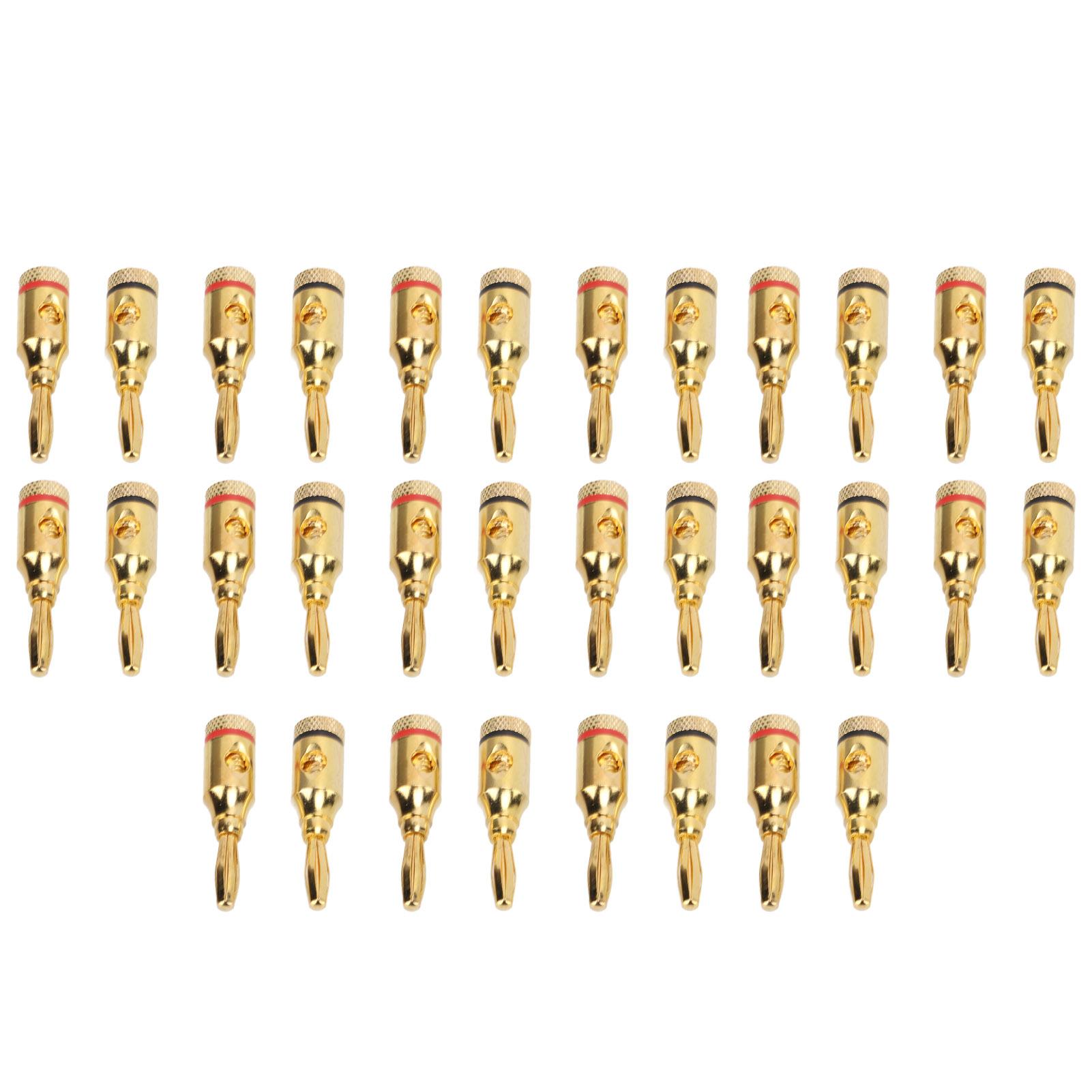 

32pcs Speaker Banana Plugs Gold Plated Aluminum Alloy Open Screw Type Universal for 12 to 18 AWG Wires