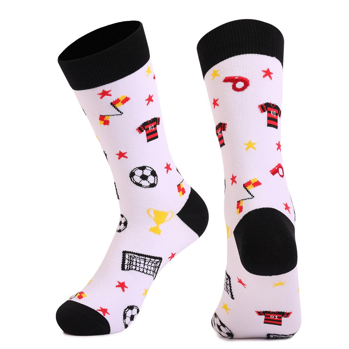 Plus Size World Cup Football Mid-Calf Socks: Spring-Summer Odor-Resistant Combed Cotton Men s Gift Socks Plus Size