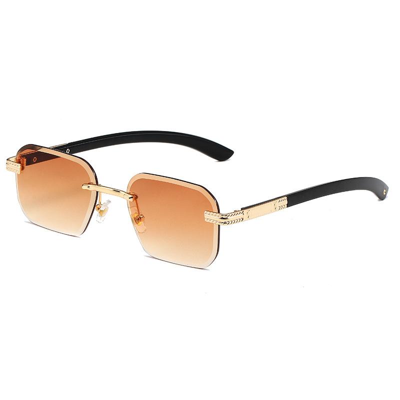 Fashion Rectangle Style Men Women Shades Metal Square Sun Glasses UV400 Vintage Sunshade Diamond Rimless Cut Edge Sunglasses