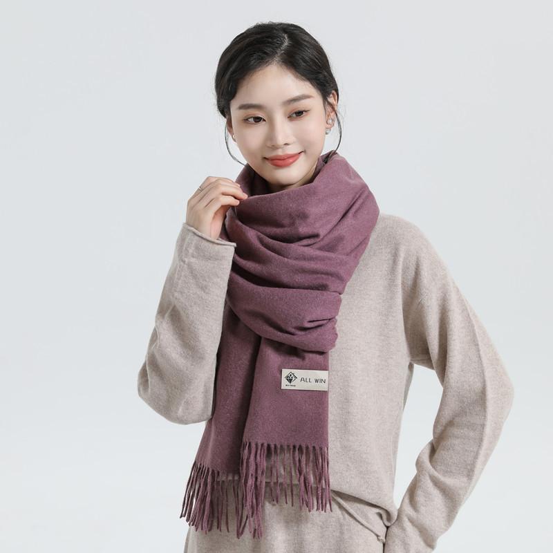 Cashmere Scarf for Women Winter High End Solid Color Scarf  Versatile Men's Shawl Korean Style Thickened Wool Scarf