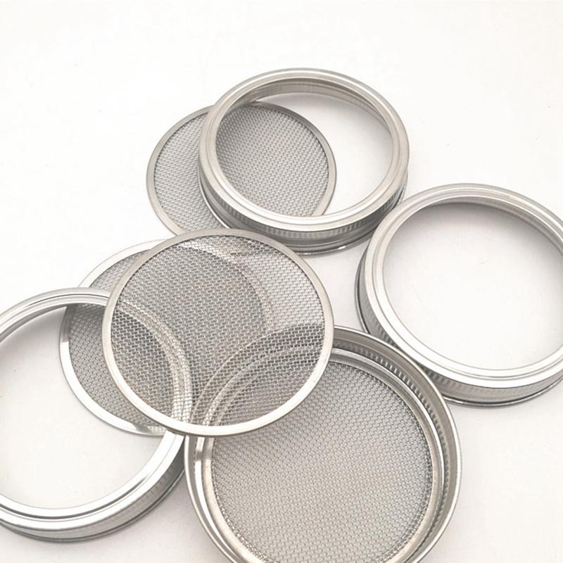 Tapas de acero inoxidable para germinación de semillas, tapa de boca ancha para frasco de vidrio, colador de malla, filtro, germinador