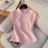 New pink high-end luxury large size super good-looking high-end pink top short-sleeved women 2025 summer