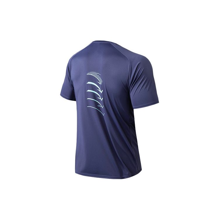 Anta Breathable Quick-Dry Crew Neck Fitted Straight-Cut Short Sleeve T-Shirt Men Tops Blue 952225107-4