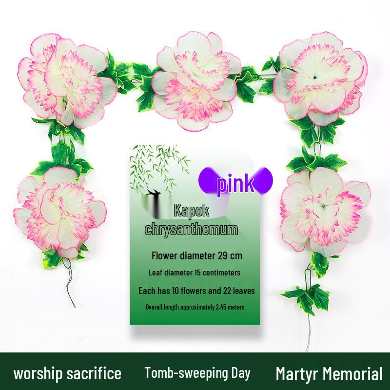 Artificial Chrysanthemum Vines for Cemetery and Memorial Decor - Silk and Plastic Hanging Floral Decoration