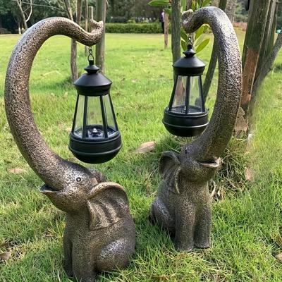 1pc Solar Elephant Statue, Artistic Ornaments with Solar LED Lights, Landscaping DIY Garden Sculpture, Used for Home Decoration of Courtyard Lawn