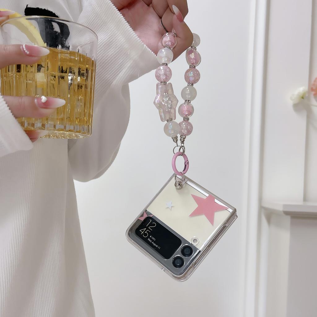 Pro Samsung Galaxy Z Flip 4 Case náramek s 3 hvězdičkami Transparentní skládací pouzdro Pro Samsung Z Flip 3 nárazuvzdorný pevný zadní kryt