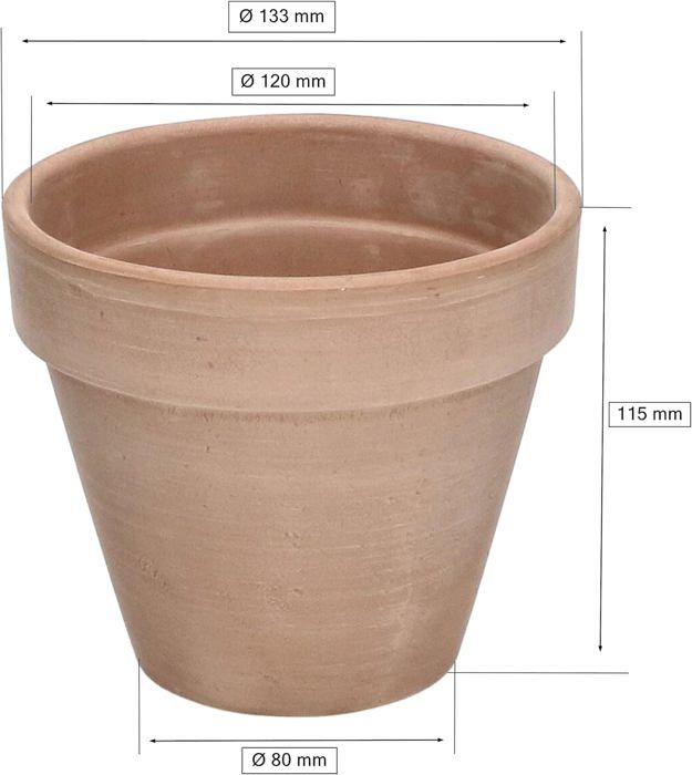 Set of 4 Moka Terracotta Flower Pots - 13 Cm with Rim - For Indoor and Garden - KOTARBAU®