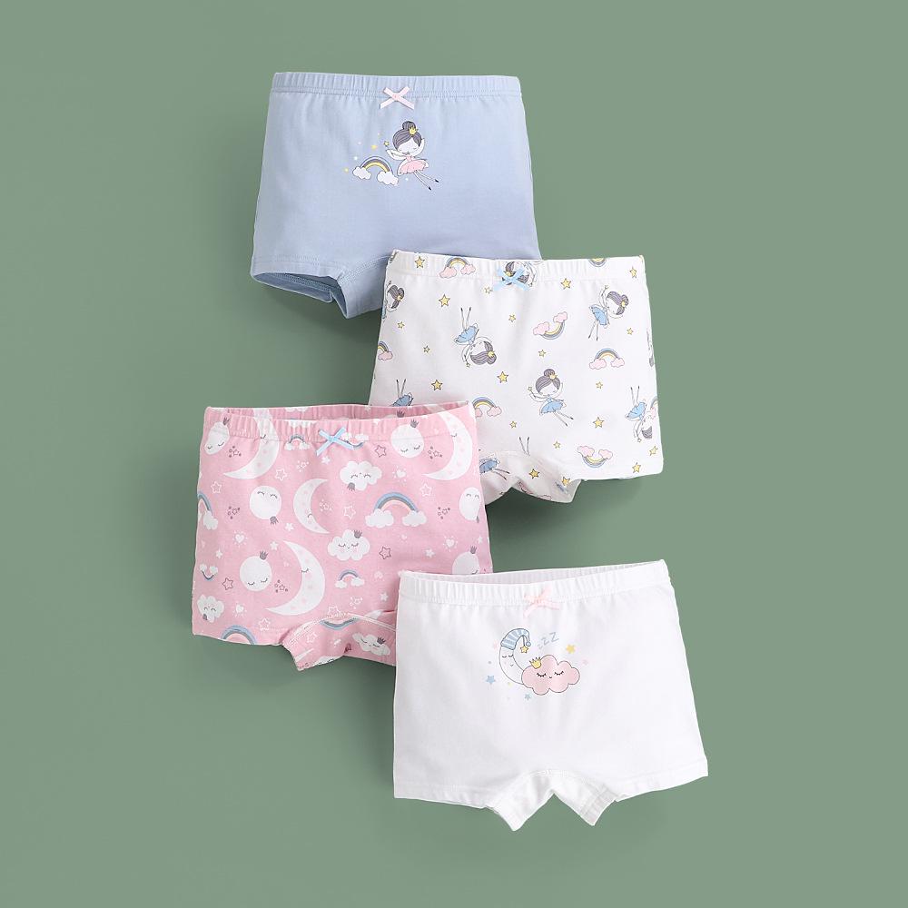 Kids' Pure Cotton Cartoon Boxer Briefs - Antibacterial Korean Style for Baby Girls