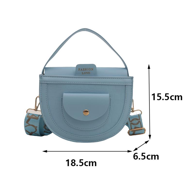 Fashion Women's Wide Strap Top Handle Shoulder Bag Retro PU Leather Solid Color Crossbody Bag Girls Mobile Phone Bag KTY