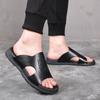 2025 new one-word slippers men wear summer trendy shoes casual black beach sandals 2083-Y