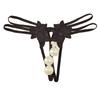 Plus Size Open Crotch Pearl Thong with Removable Massage Beads