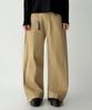 Jikeulib Beige Curved Cut-Line Wide Cotton Pants