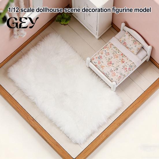 Mini Floor Mat Dollhouse Carpet, 1:12 Scale Miniature Plush Round Rug, Tiny Rug for Doll House Flooring Accessories, Micro Landscape Decoration