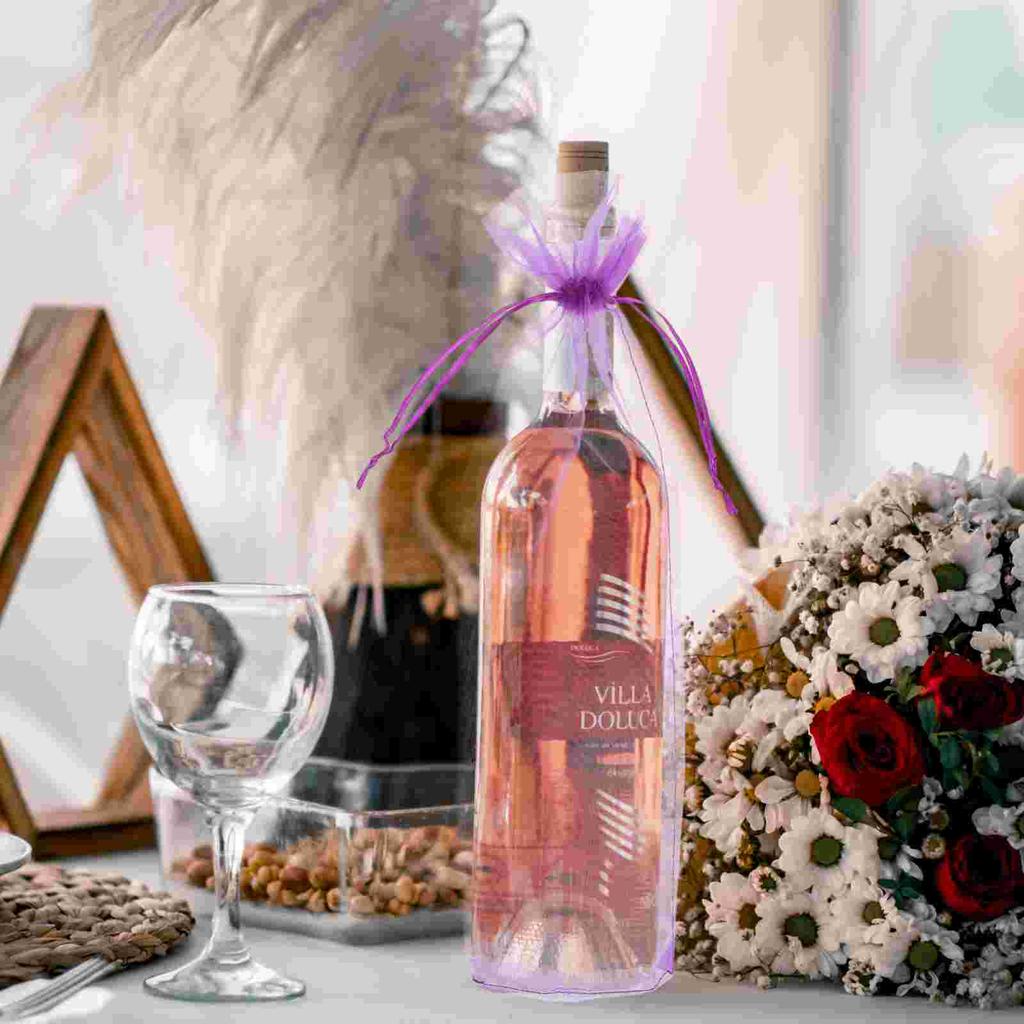 10pcs Sheer Organza Bottle Cover Gift Bags ( Red)