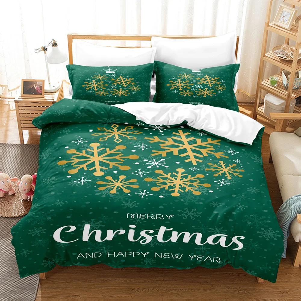 3-Piece Christmas Snowflake Pattern Duvet Cover Set - Soft, Breathable Winter Theme - Perfect for Bedroom and Guest Room Decor