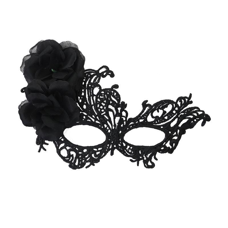 Halloween Masquerade Lace Eye Mask & Cat Ear Headband Set