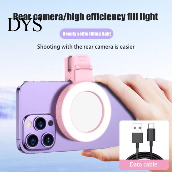 Phone LED Fill Light Selfie Ring 180-Degree Rotatable Design Super Bright 3 Modes Live Streaming Rechargeable Magnetic Makeup with Mirror Clip-on