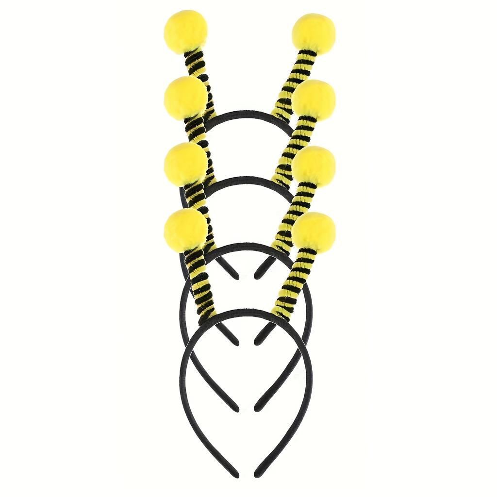 Bee Headbands with Antennae and Antennae Headwear, Plastic, Hand Wash Only, No Feathers, for Bee Themed Party Decorations, Universal Holiday Use