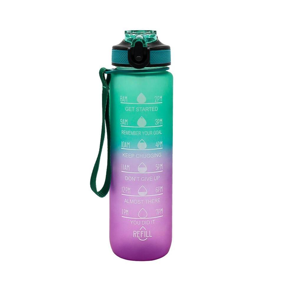 (Black, 32oz) 1000ml Sports Water Bottle, Portable Large Capacity Drinking Cup with Straw & Strap, Travel Accessories, Exercise Water Bottle