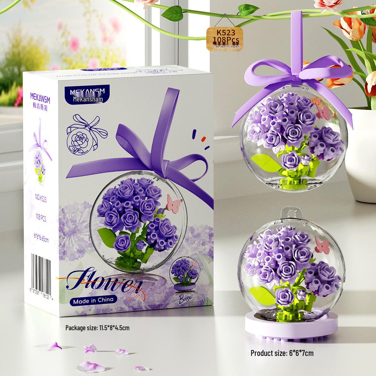 Meikensm Micro-particle Building Blocks Flower Crystal Ball: Children s Educational Toy Gift