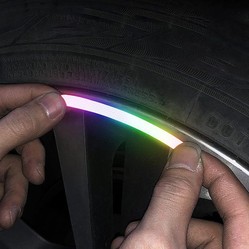 20pcs Car Wheel Hub Reflective Strips Tire Rim Colorful Stickers Night Driving Decors for Car-Styling Accessories