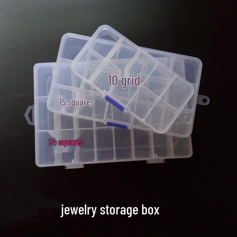 Transparent Multi-Grid Jewelry and Medicine Storage Box