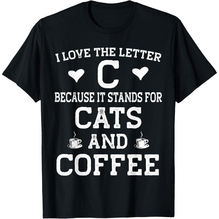 Cats and Coffee theme gift I love letter c cute kitten gift T-Shirt XXXXXL чёрный