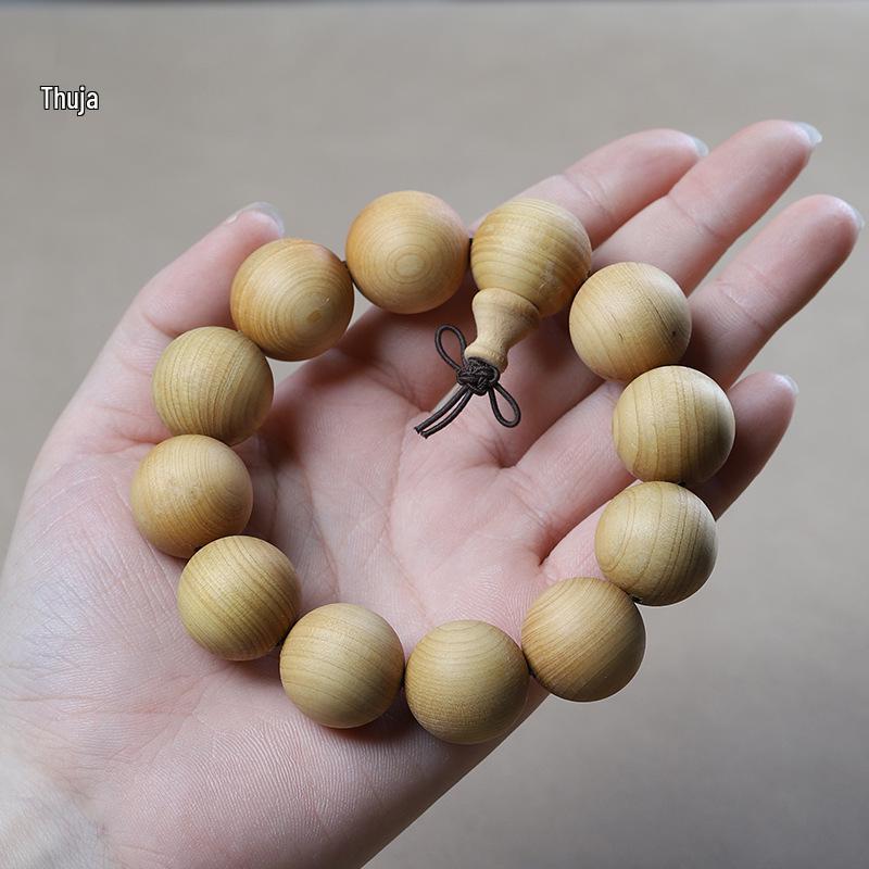 Men's Small-Leaf Red Sandalwood & Green Sandalwood Bracelet with Yellow Rosewood and Ebony Buddhist Beads 2.0".