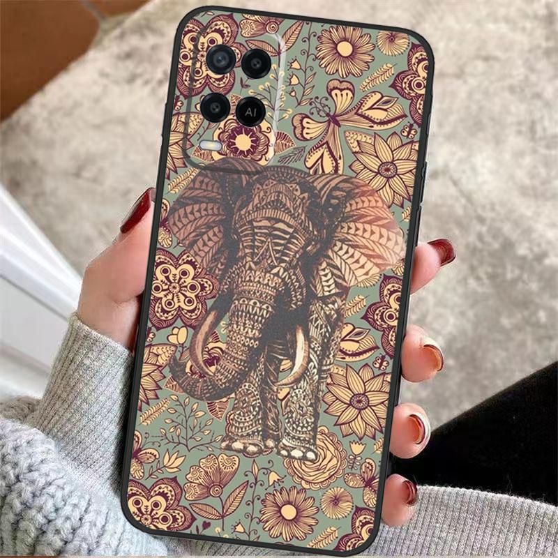 Elephant Mandala Aztec Case For Oppo A40 A16 A76 A96 A60 A98 A58 A78 A18 A38 A80 A77 A57 A17 A74 A54 A94 A15 A5 Pro