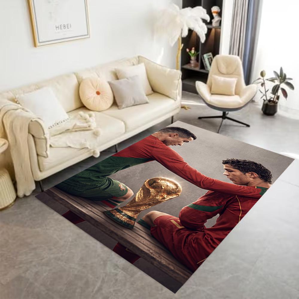 Cristiano Ronaldo Soccer Action Floor Mat Suitable for Dormitory Dining Room Living Rooms Study Room Anti-slip Rug Office Home Decor Best for Christma