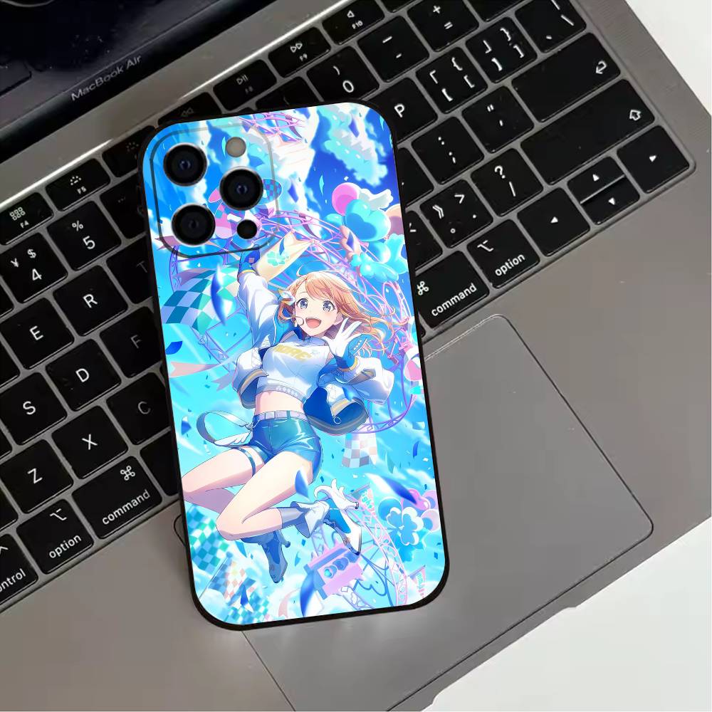 

Cute Project SEKAI Phone Case For iPhone 17,16,15,14,13,12,11 Plus,Pro Max,XS,Soft Silicone Black Cover iPhone15plus