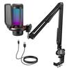 TONOR USB Microphone RGB Condenser for with Boom Arm TC310+ Microphone, Unidirectional, Gaming, Streaming, Zoom, PS5/PS4 Compatible, One-Touch Mute,