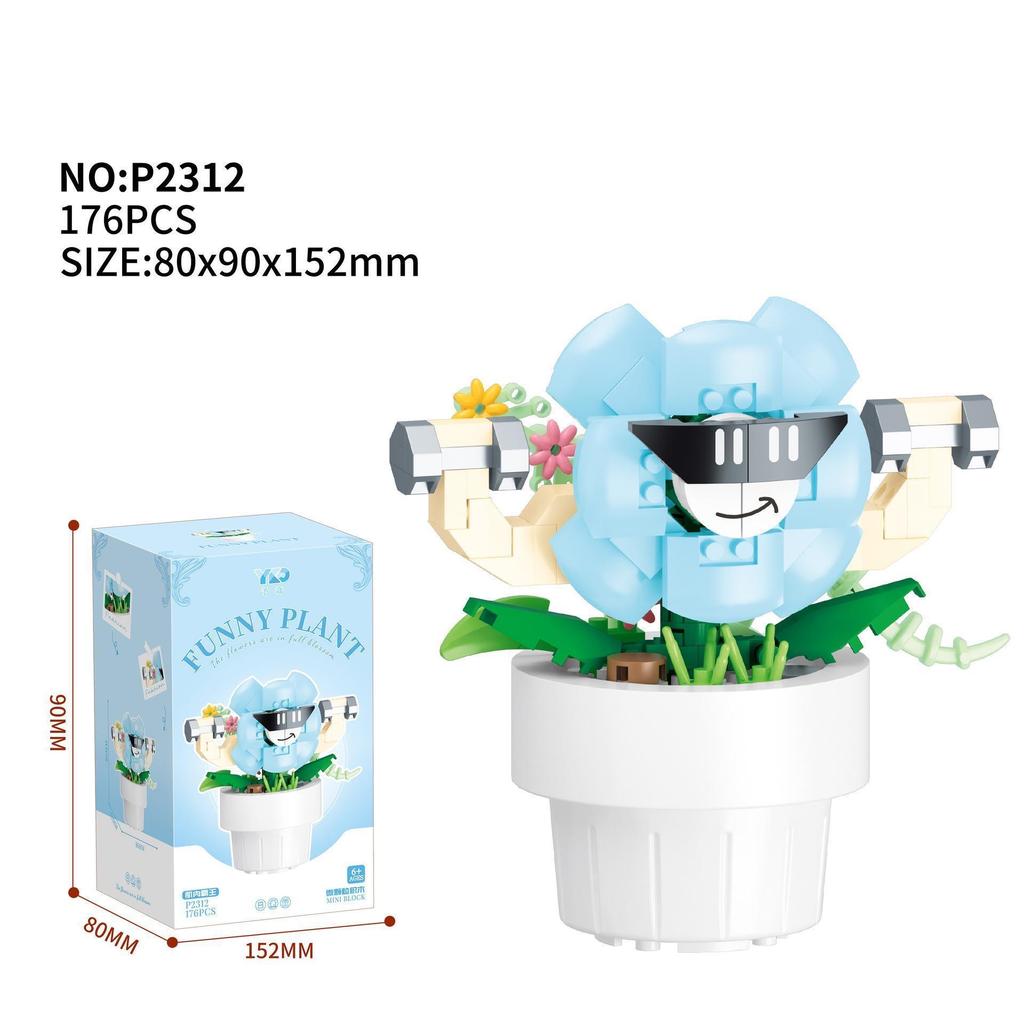 Kytice z květin Bonsai Stavebnice Umělý Plast Rostlinný Prachový Kryt Mikromodel Domácí Dekorace Hračka Pro dítě Dárek k narozeninám