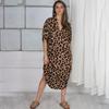 European-American Leopard Print Rayon Beach Cover-Up: Holiday Bikini Swimsuit Robe & Women's Sunscreen Shirt Dress