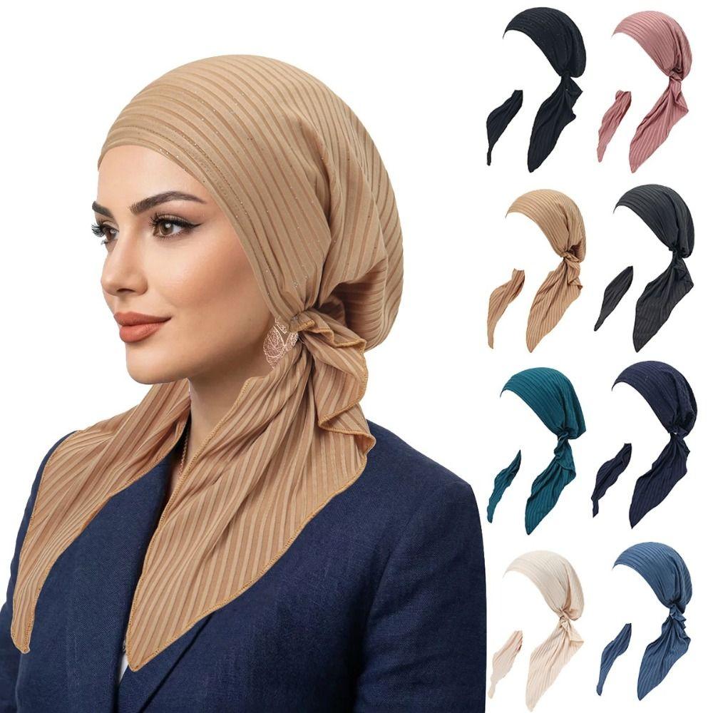 Breathable Pre-Tied Turban Stretch Fabric Bonnet Hat Trendy Head Wrap Women