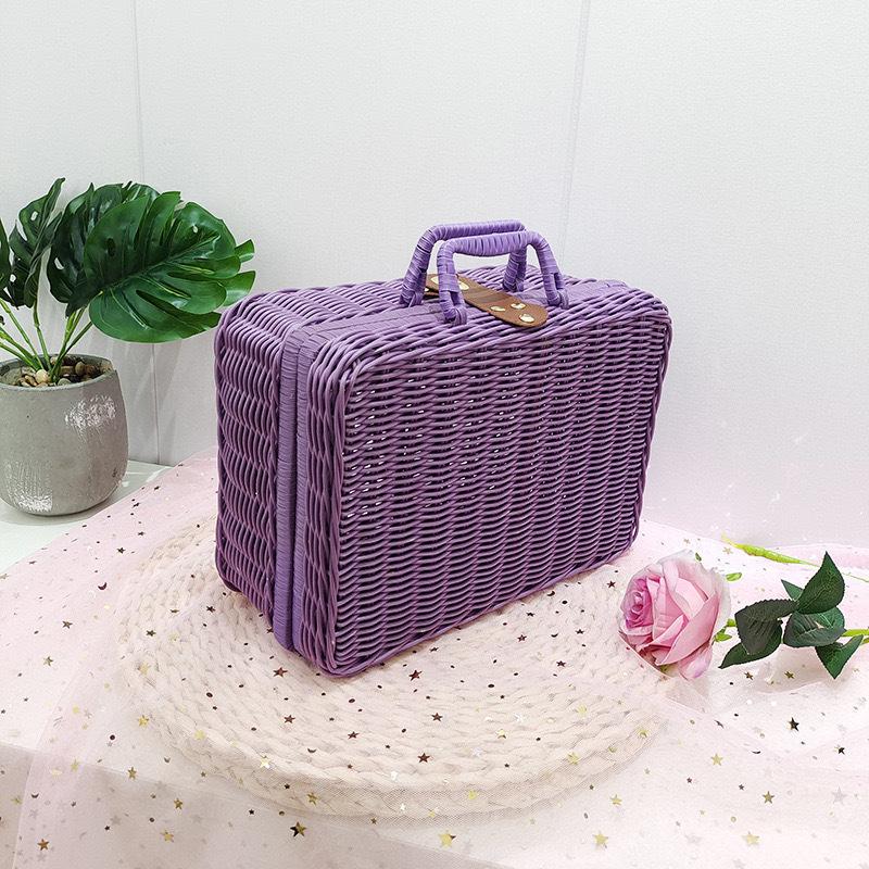 Valise à Cosmétiques Tissée en Rotin Imitation Boîte Cadeau Boîte Cadeau Nouvel An Chinois Boîte Cadeau de Mariage