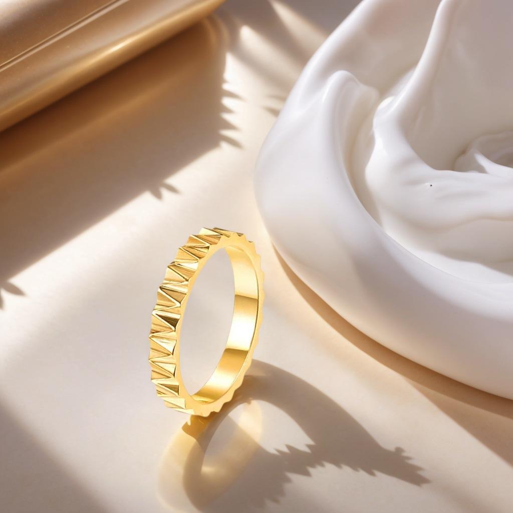 Korean Style Simple Texture Gear Titanium Steel Ring Women's Retro Ring Daily Versatile Trendy Accessory