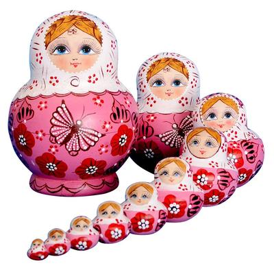 10pcs Russian Nesting Dolls Matryoshka Handmade