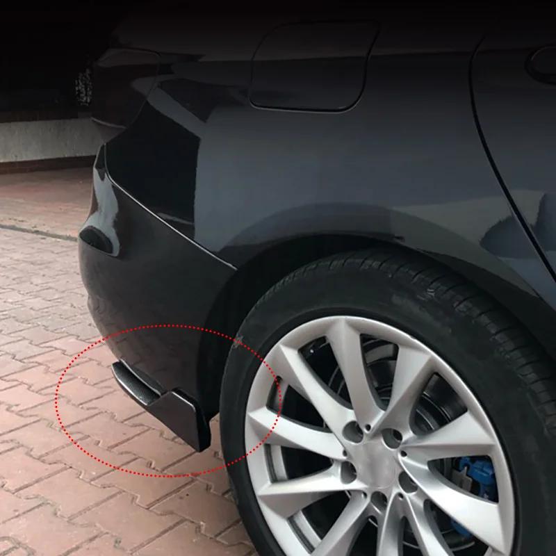 Pair Universal Car Rear Bumper Spoiler Lip Carbon Fiber Wing Trim Protection Anti-crash Diffuser Side Skirt Wrap Angle Splitter