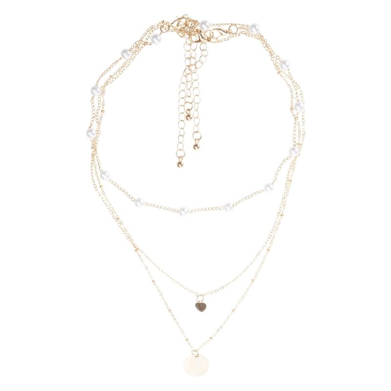 Chic Multi Layer Necklace Featuring High Quality Metal Sequins And Imitation Pearls Ideal For Trendy Occasions