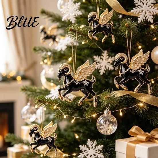 Compact Tree Ornaments for Restaurants Black Goat Christmas Hanging Ornament 2D Acrylic Festive Clear Pattern Pendant Pendant Decorative Car